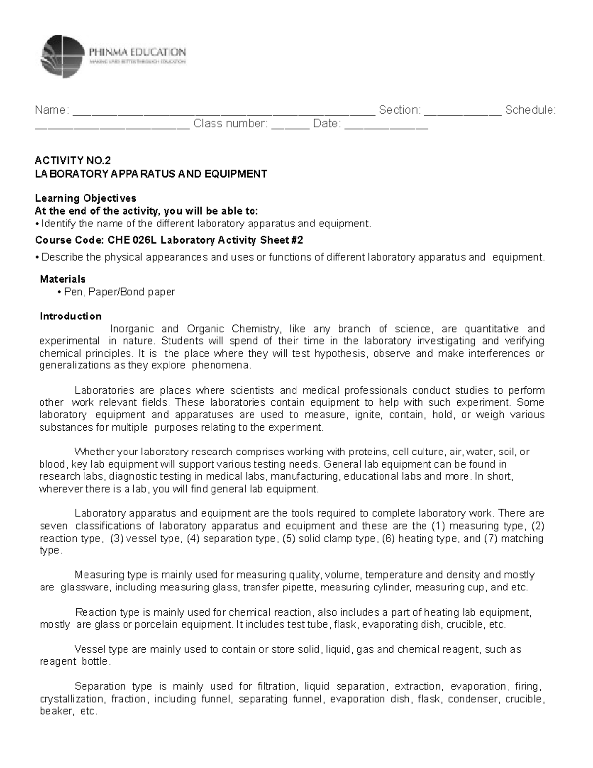 Laboratory file Name