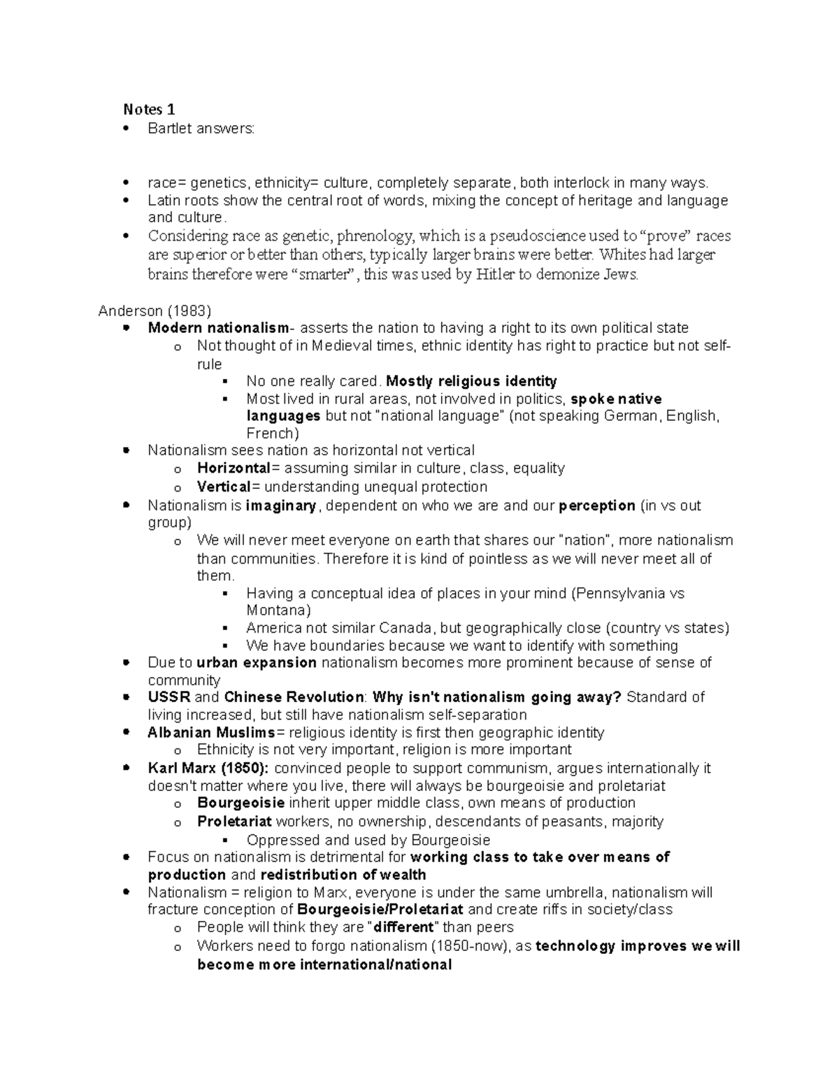 PSC 201 Class Notes Sept. 8 - Notes 1 Bartlet answers: race= genetics ...