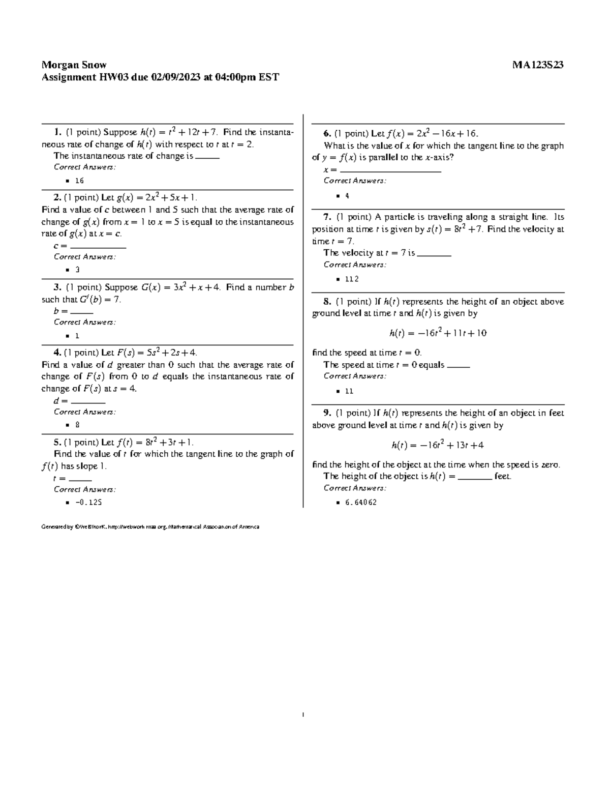 Homework 3 - Morgan Snow MA123S Assignment HW03 due 02/09/2023 at 04 ...