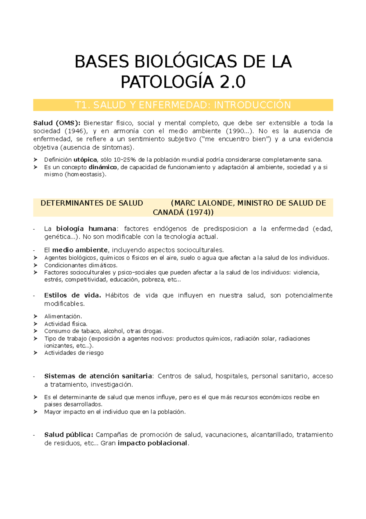 Bases Biológicas De La Patología (Primer Parcial) - BASES BIOLÓGICAS DE ...