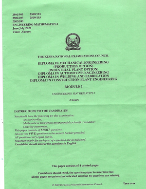 Engineering Drawing II AND DES - KNEC 1267 - certificate in electrical ...