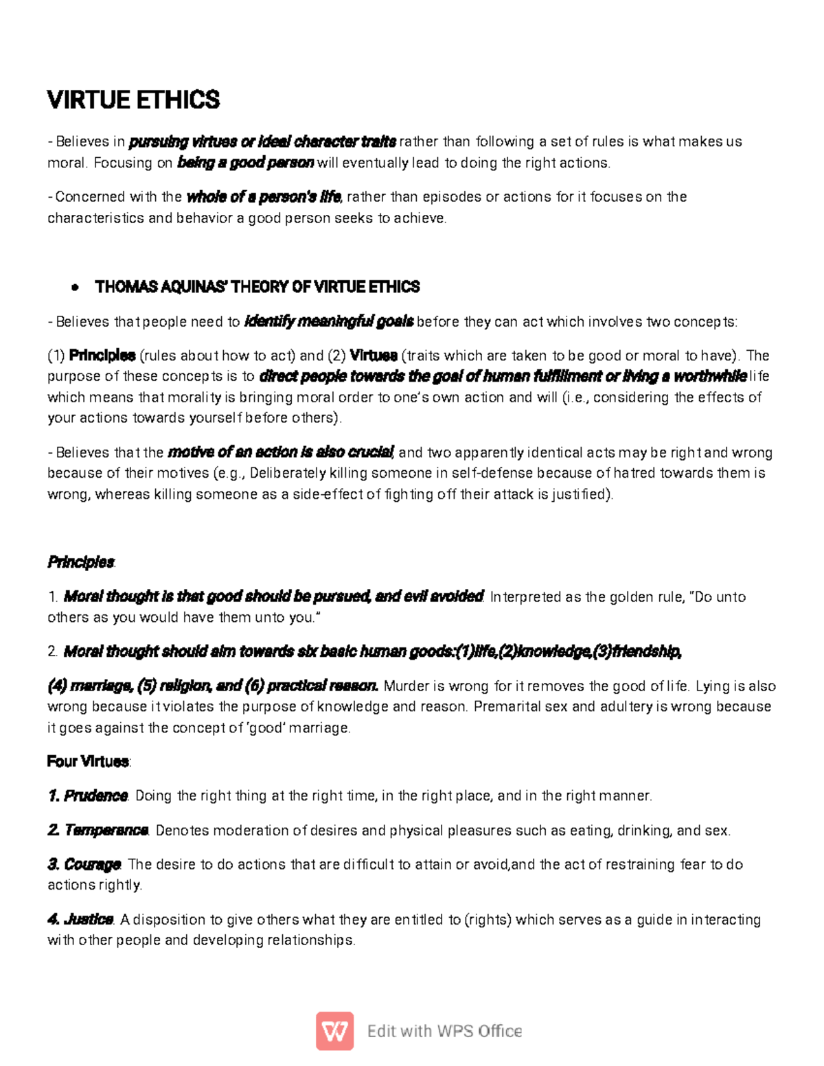 Virtue Ethics - VIRTUE ETHICS Believes inpursuing virtues or ideal ...