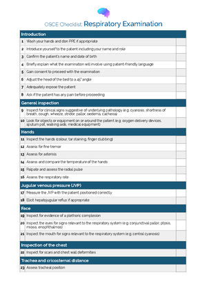 OSCE Checklist Cardiovascular Examination 2 - OSCE Checklist ...