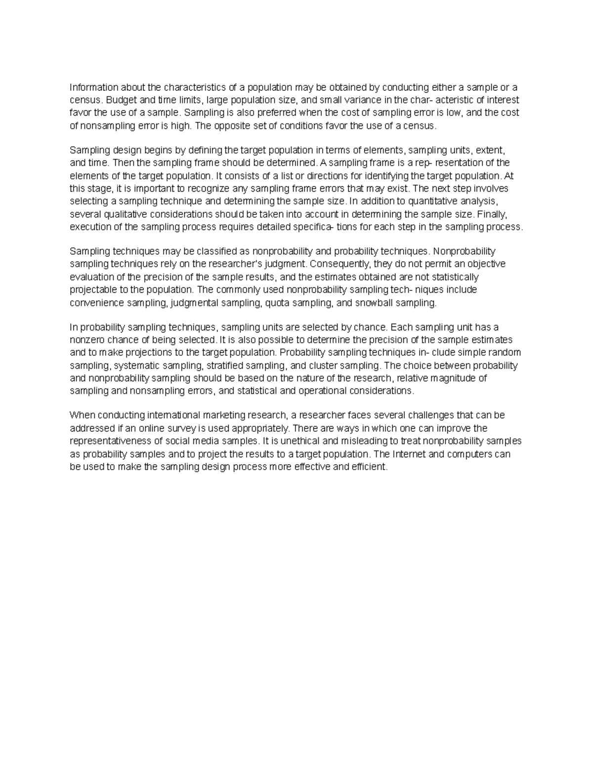 Chapter 9 Summary Marketing Research - Information about the ...