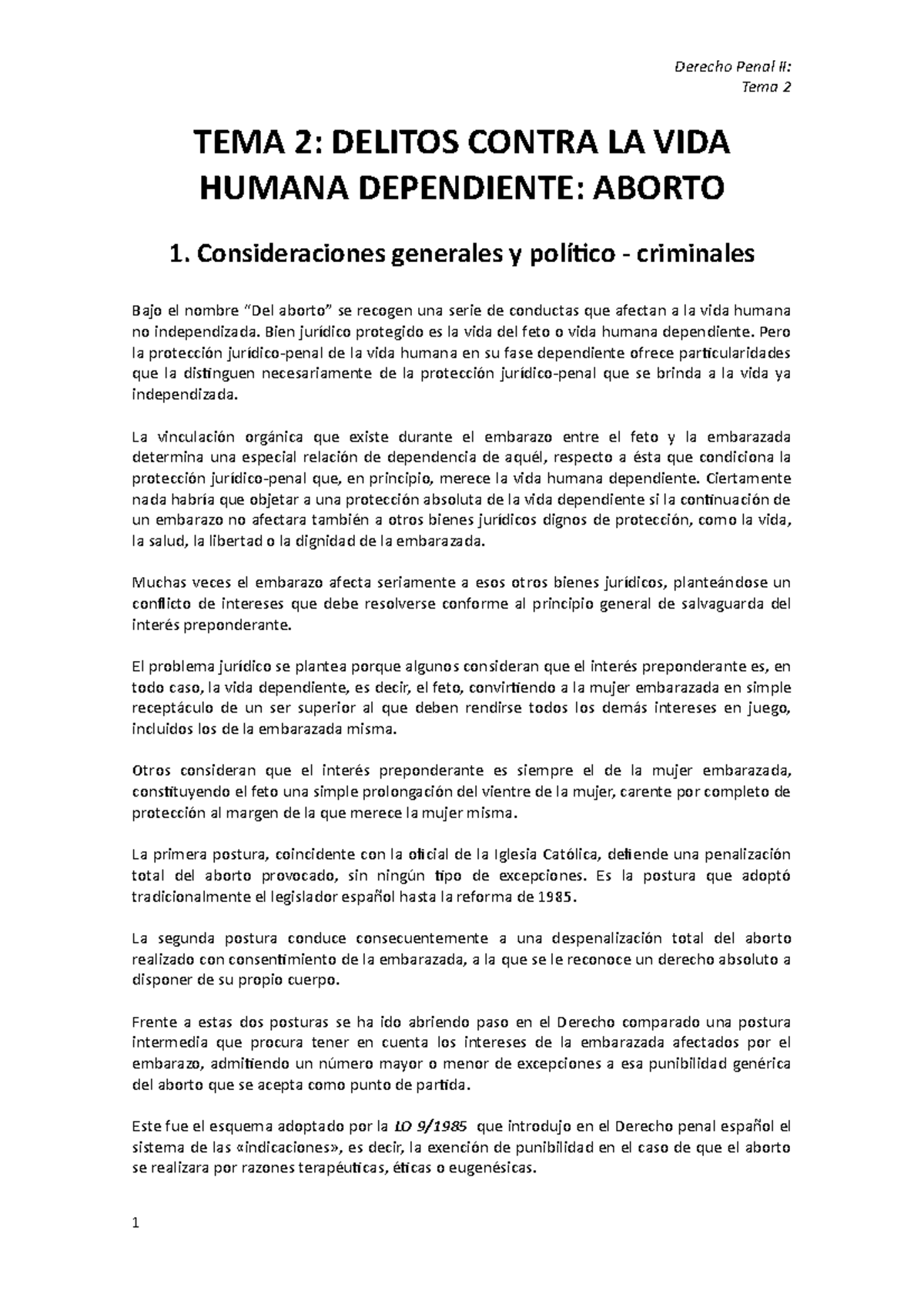 Tema 2 Apuntes 1 Tema 2 Tema 2 Delitos Contra La Vida Humana