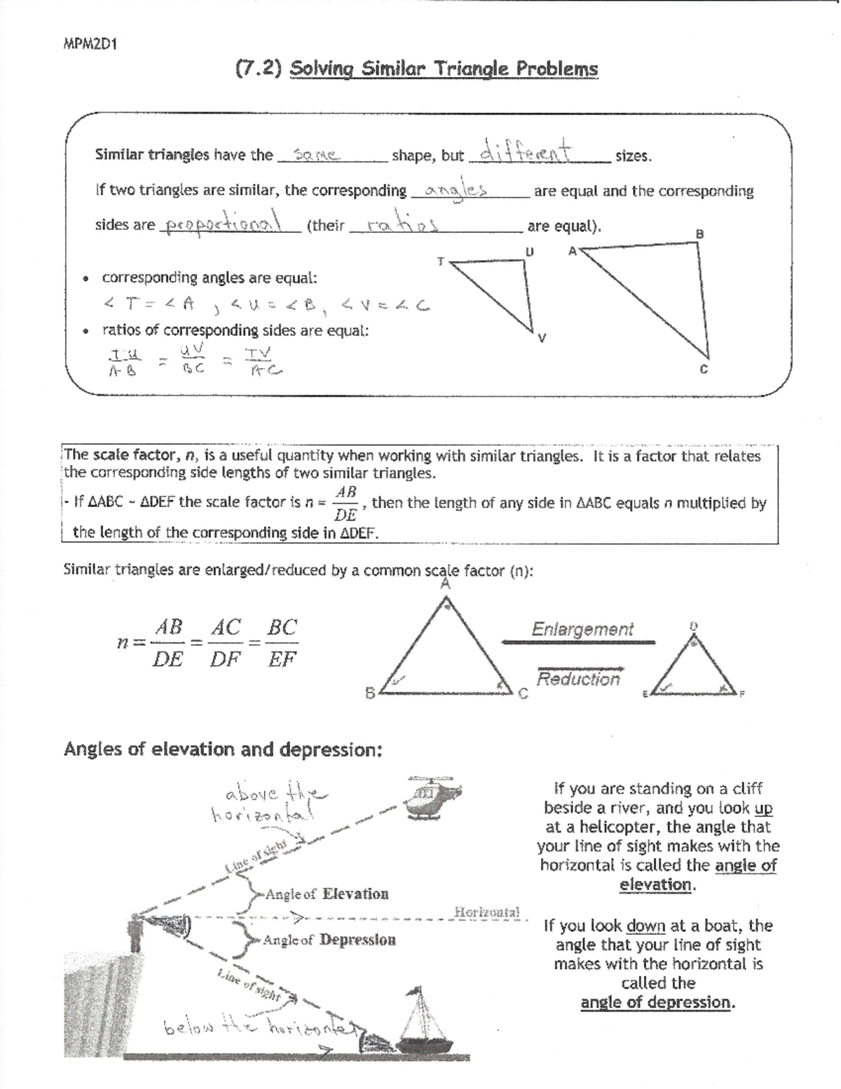 (7.2) Solving Similar Triangle Problems Solutions - Studocu