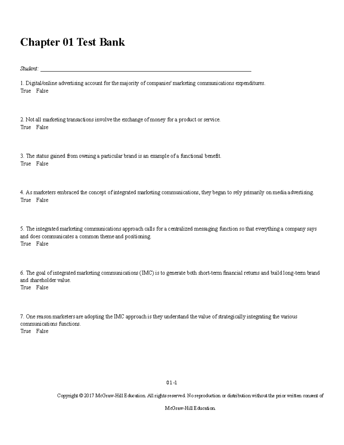 Chapter 01 Test Bank - Chapter 01 Test Bank Student: - Studocu