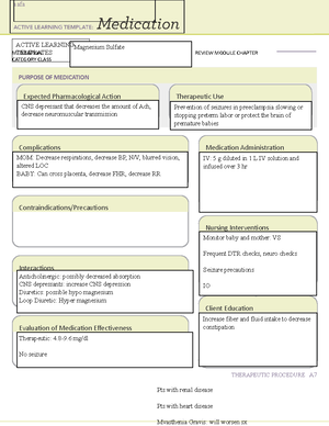 Medication ATI Template Medication Consideration During Pregnancy ...