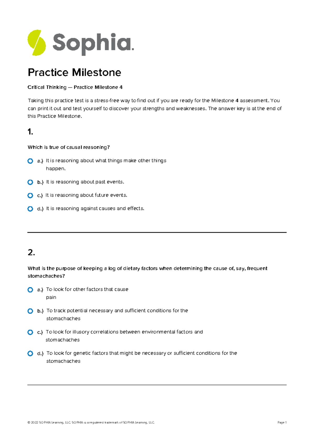 Phil1005 Unit 4 Practice Milestone - A.) It Is Reasoning About What ...