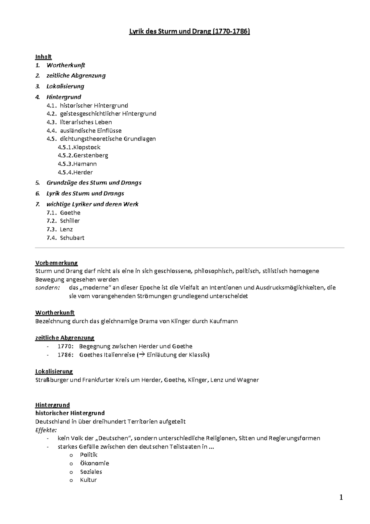 04 Lyrik des Sturm und Drang Lyrik des Sturm und Drang (17701786