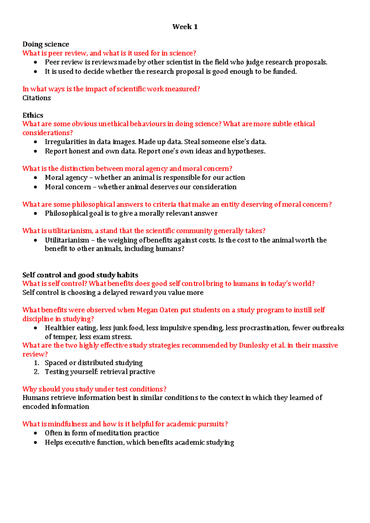 Biol1320- Lecture Summaries & Study Notes - Week 1 Doing science What ...