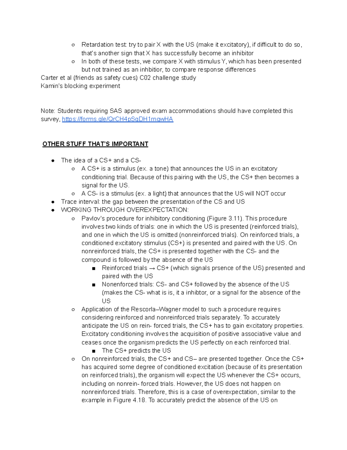 Clps 0100- exam guide - Retardation test: try to pair X with the US ...