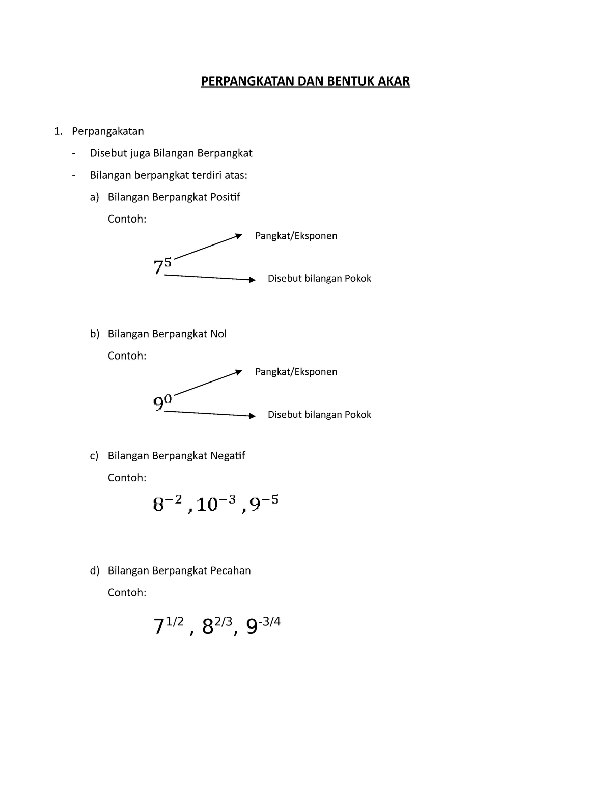 Perpangkatan DAN Bentuk AKAR Kelas 9 SMP - PERPANGKATAN DAN BENTUK AKAR ...