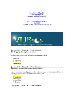 ENG101 Finalterm Solved MCQ SBY Moaazst - ENG101- English Comprehension ...