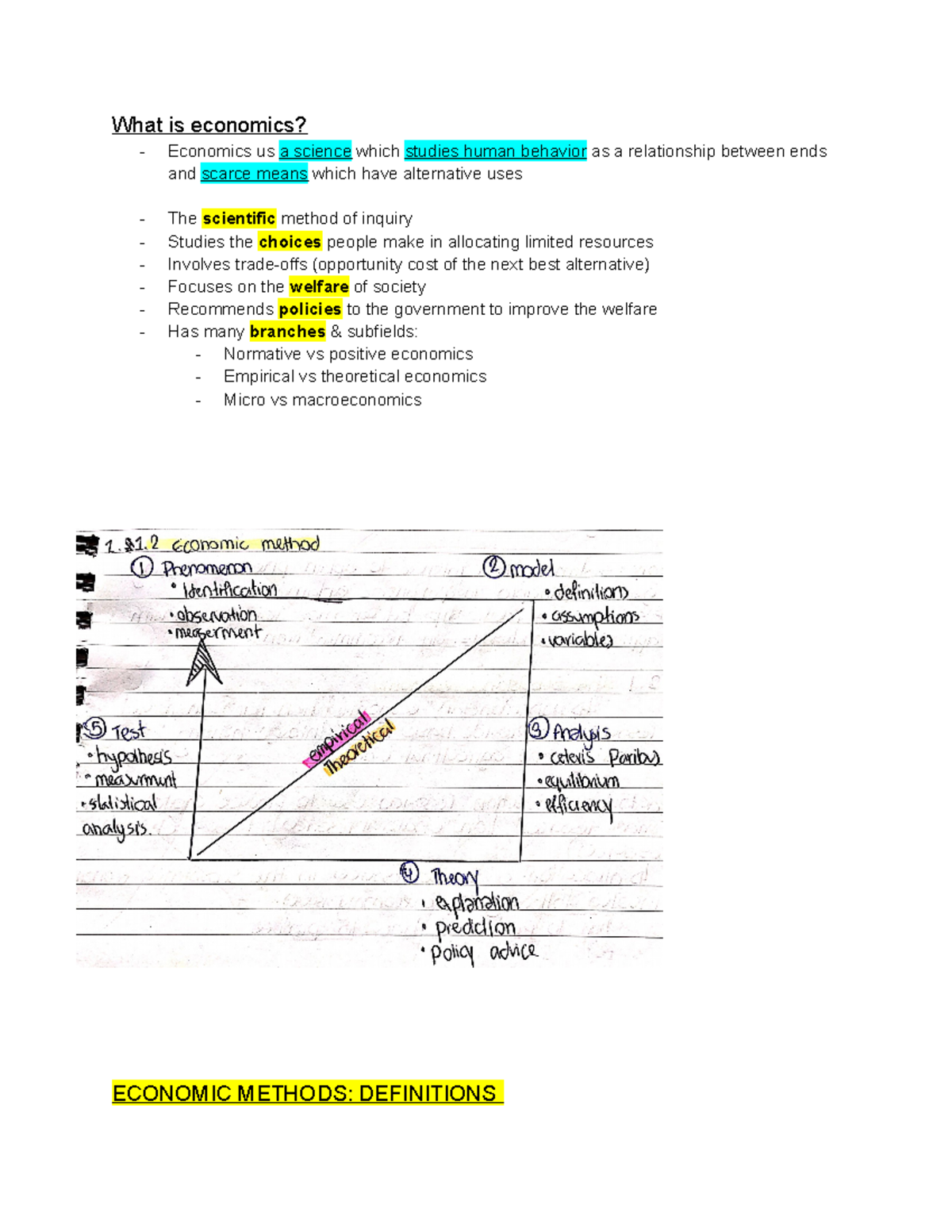 Economics review - Lecture notes week 1 -12 - What is economics ...