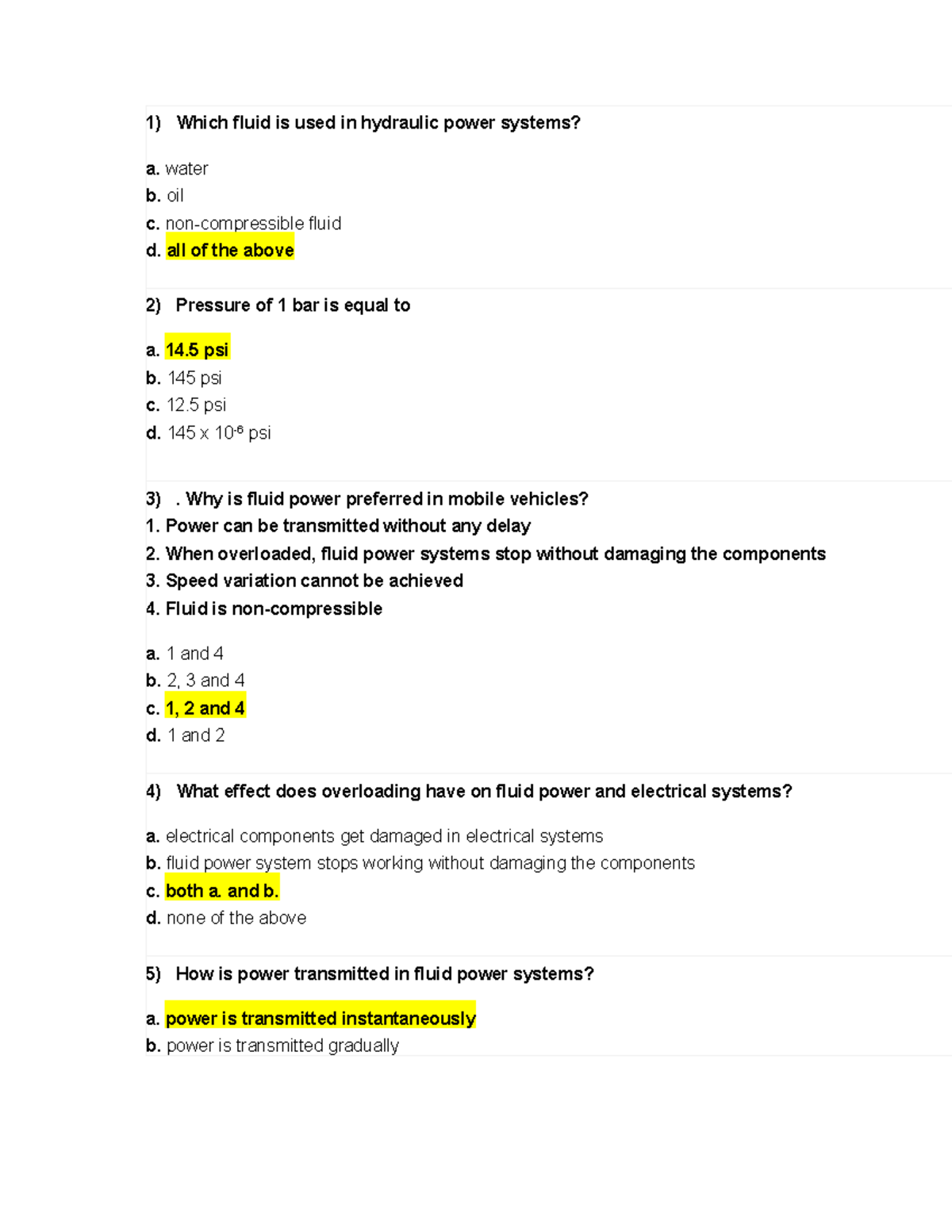 H&p mcq pdf mcq for hydraulics and pneumatics Which fluid is used