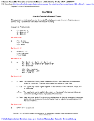 Solutions manual for principles of corporate finance - Chapter 02