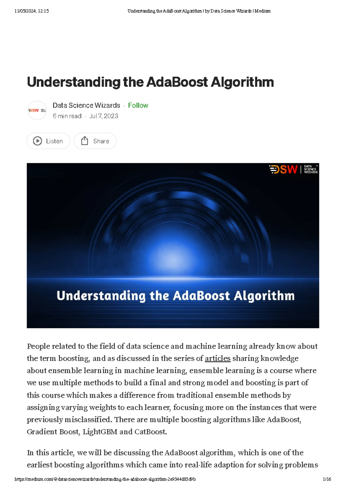 Understanding the Ada Boost Algorithm by Data Science Wizards Medium ...