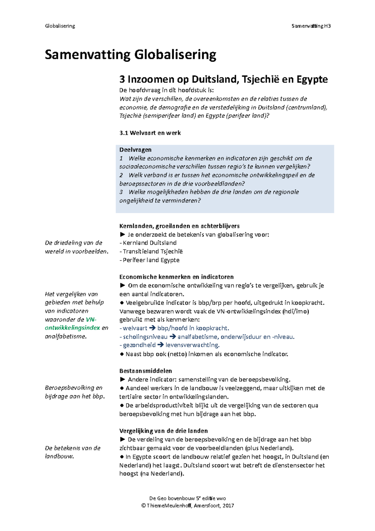Samenvatting+Hoofdstuk+3 - Samenvatting Globalisering 3 Inzoomen op ...