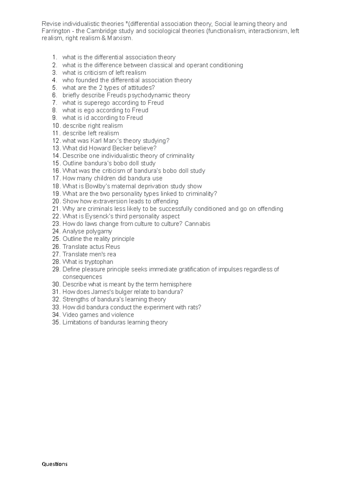 What is the differential association theory Revise individualistic