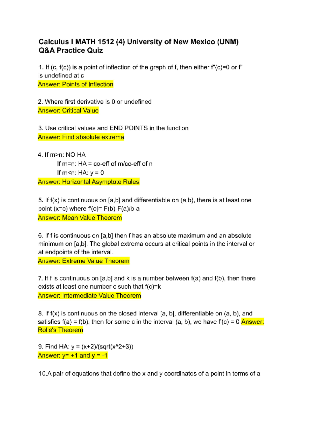 Math practice quiz - Quiz - Plus two science - Studocu