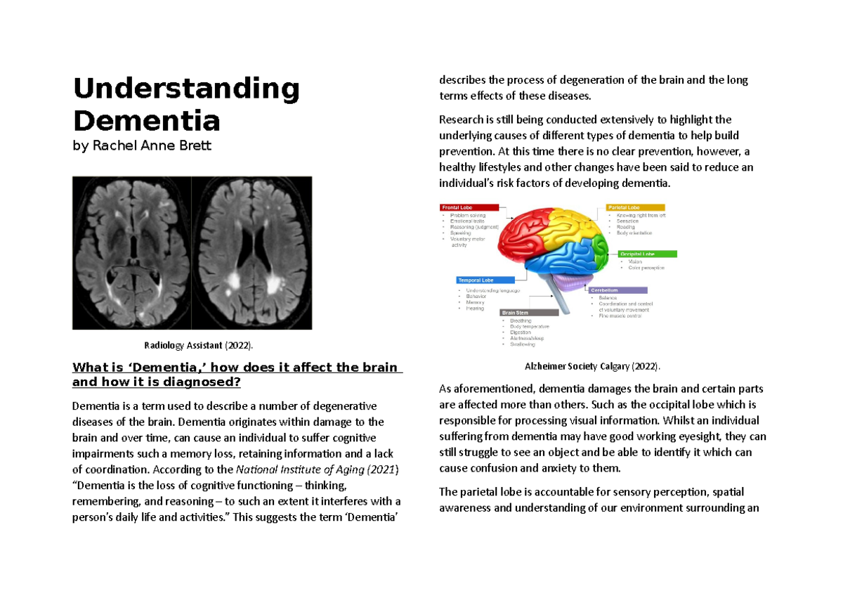 Understanding Dementia Understanding Dementia by Rachel Anne Brett