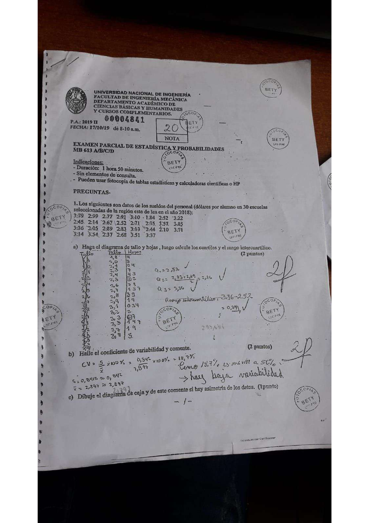 Parcial Estadistica Full - Estadística Y Probabilidades - Studocu