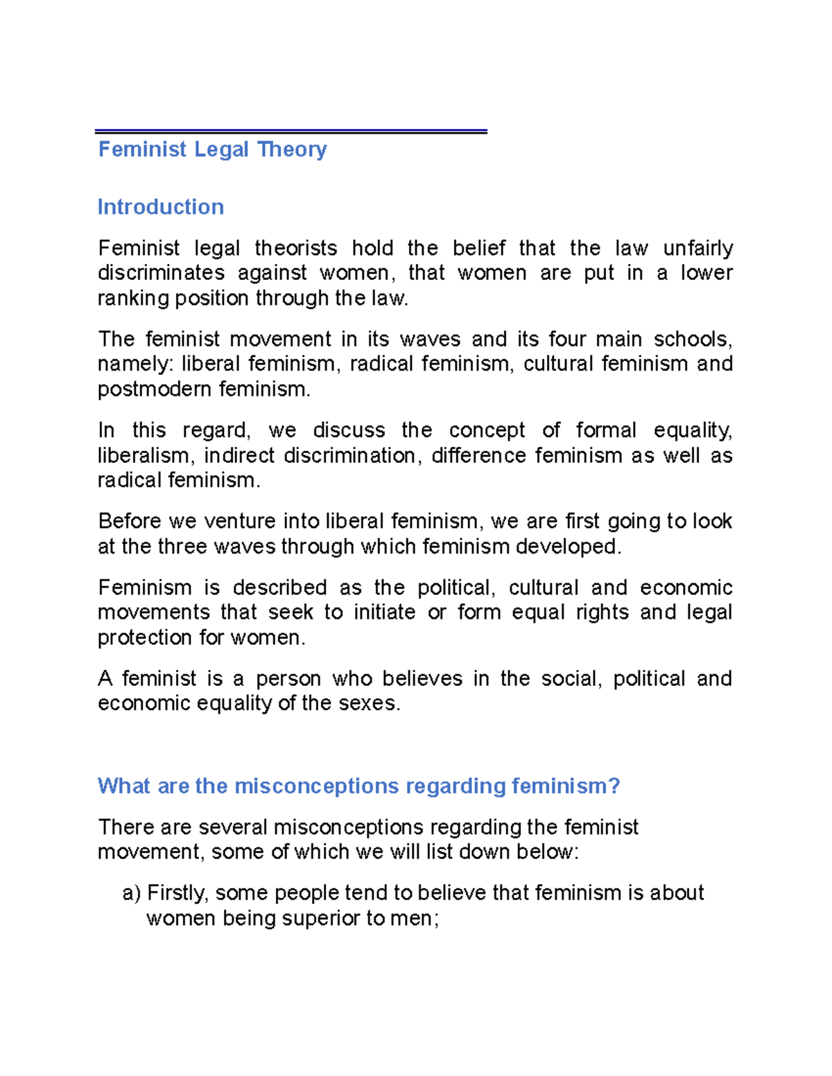 Feminist Legal Theory - Feminist Legal Theory Introduction Feminist ...