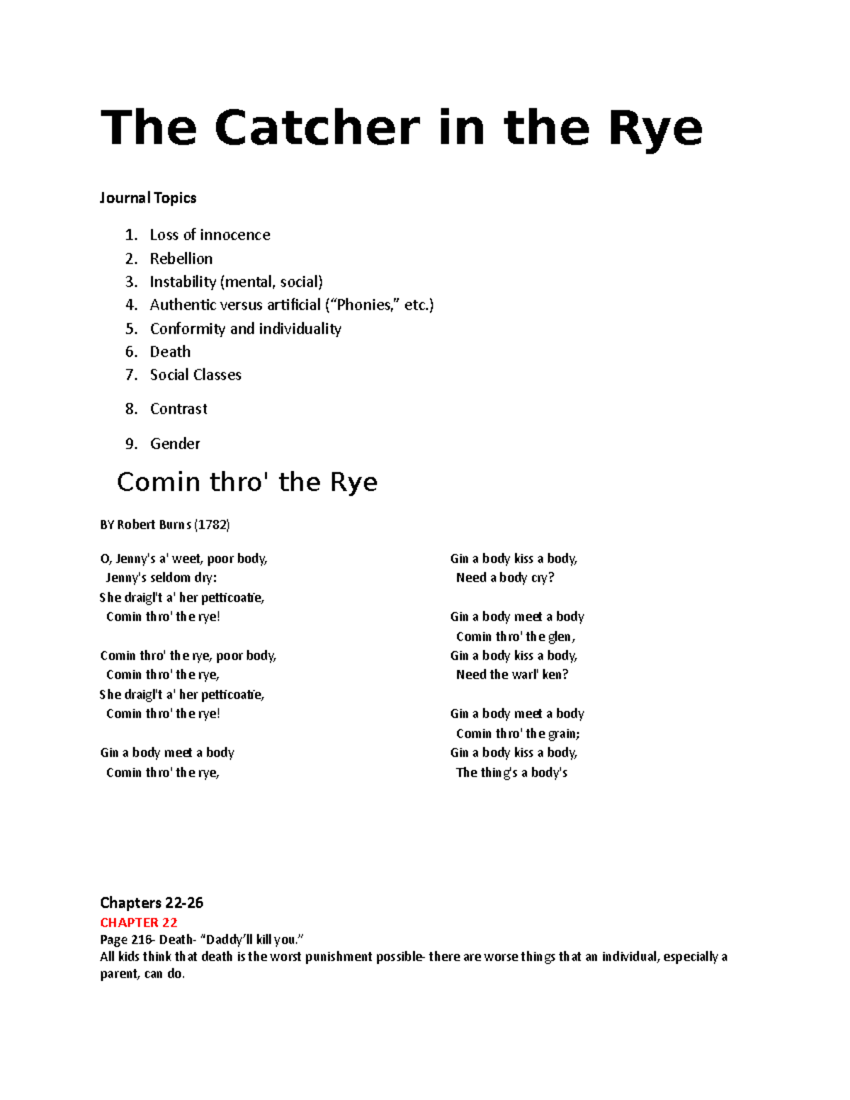 The Catcher In The Rye Study Guide, Etc - The Catcher In The Rye ...