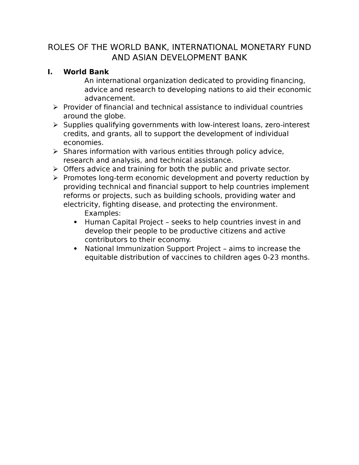 Monetary Policy AND Central Banking - ROLES OF THE WORLD BANK ...