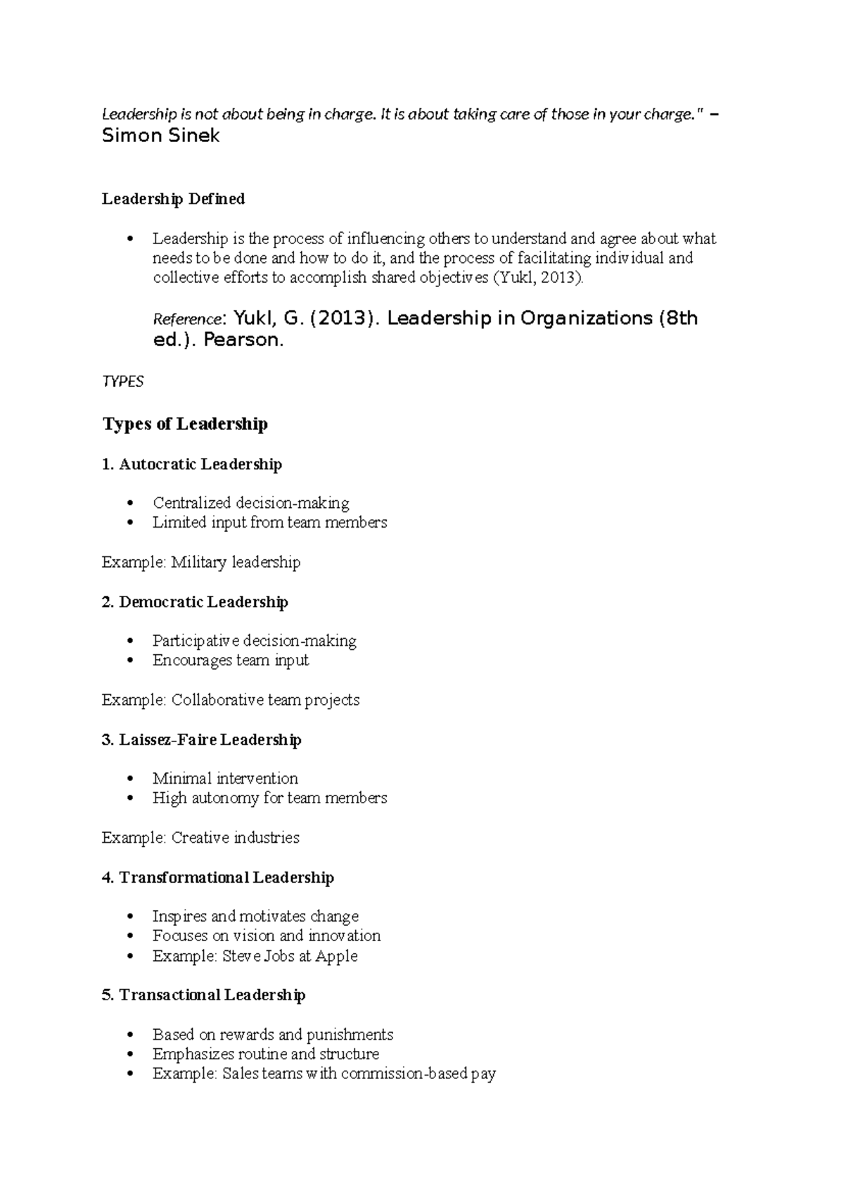 Leadership is not about being in charge - It is about taking care of ...