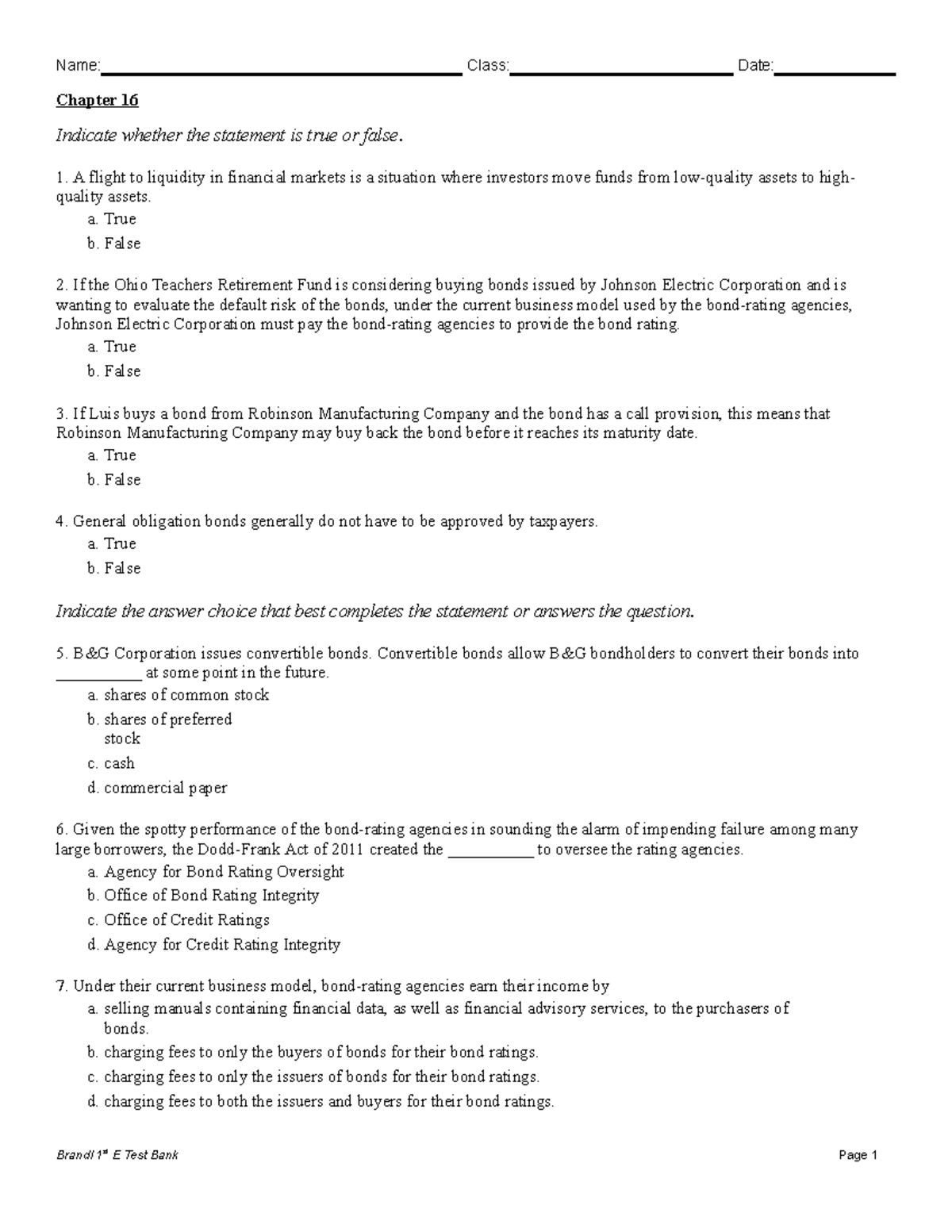 Chapter 16 - Lecture notes 16 - Chapter 16 Indicate whether the ...