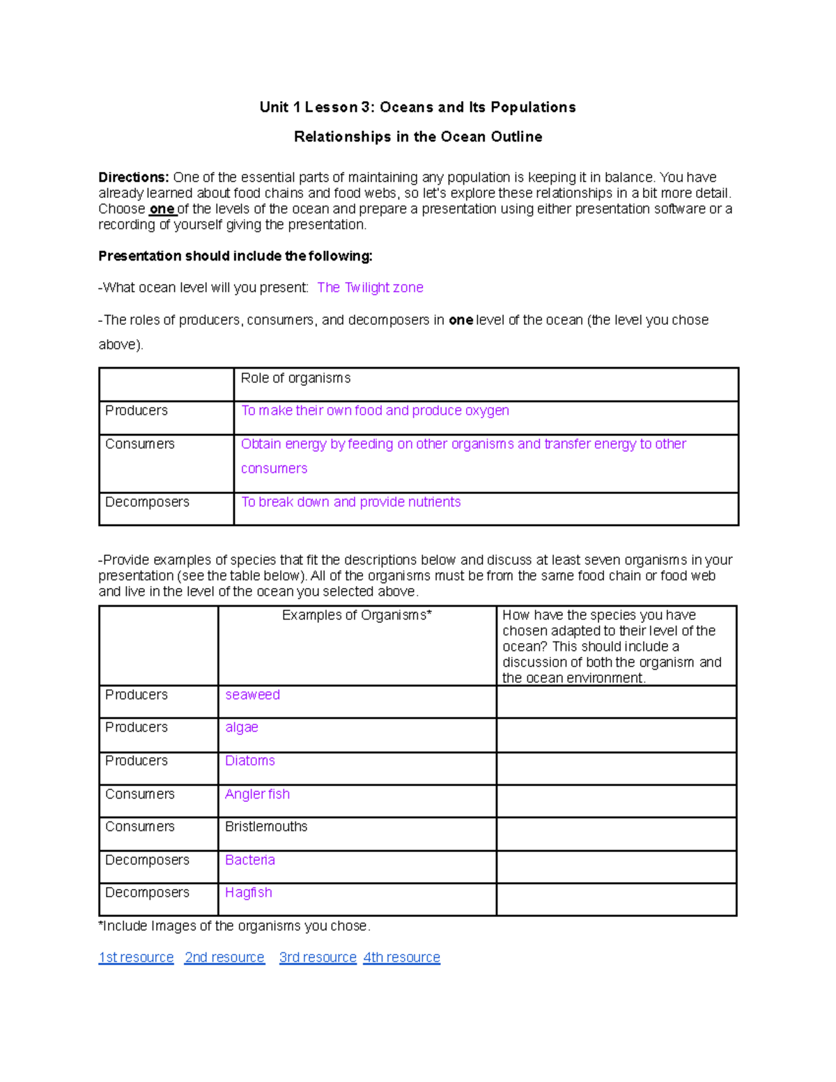 Marine Science Work Course - Studocu