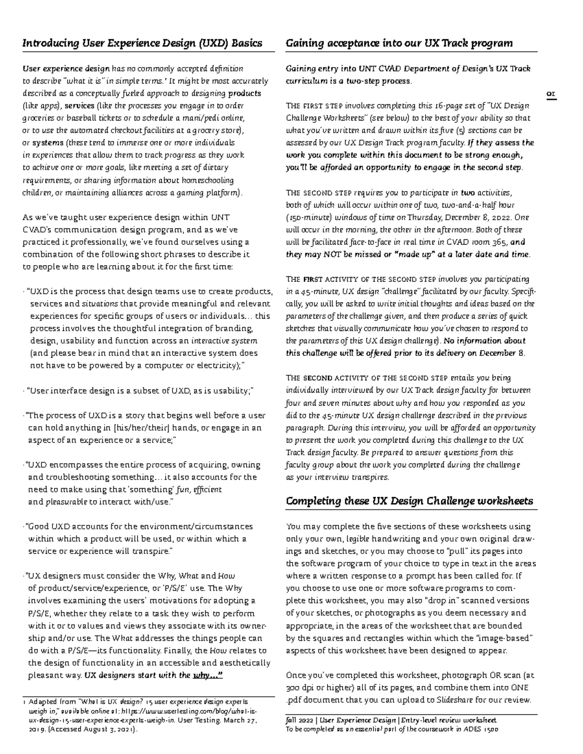 UXD Candidacy+Review Worksheet F22 - fall 2022 | User Experience Design ...