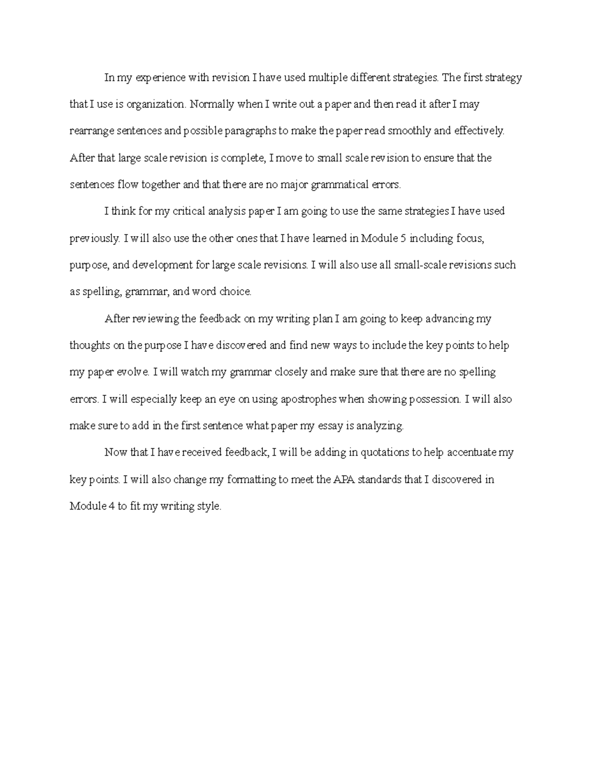 Assignment 5-3 Feedback and Revision reflection - In my experience with ...