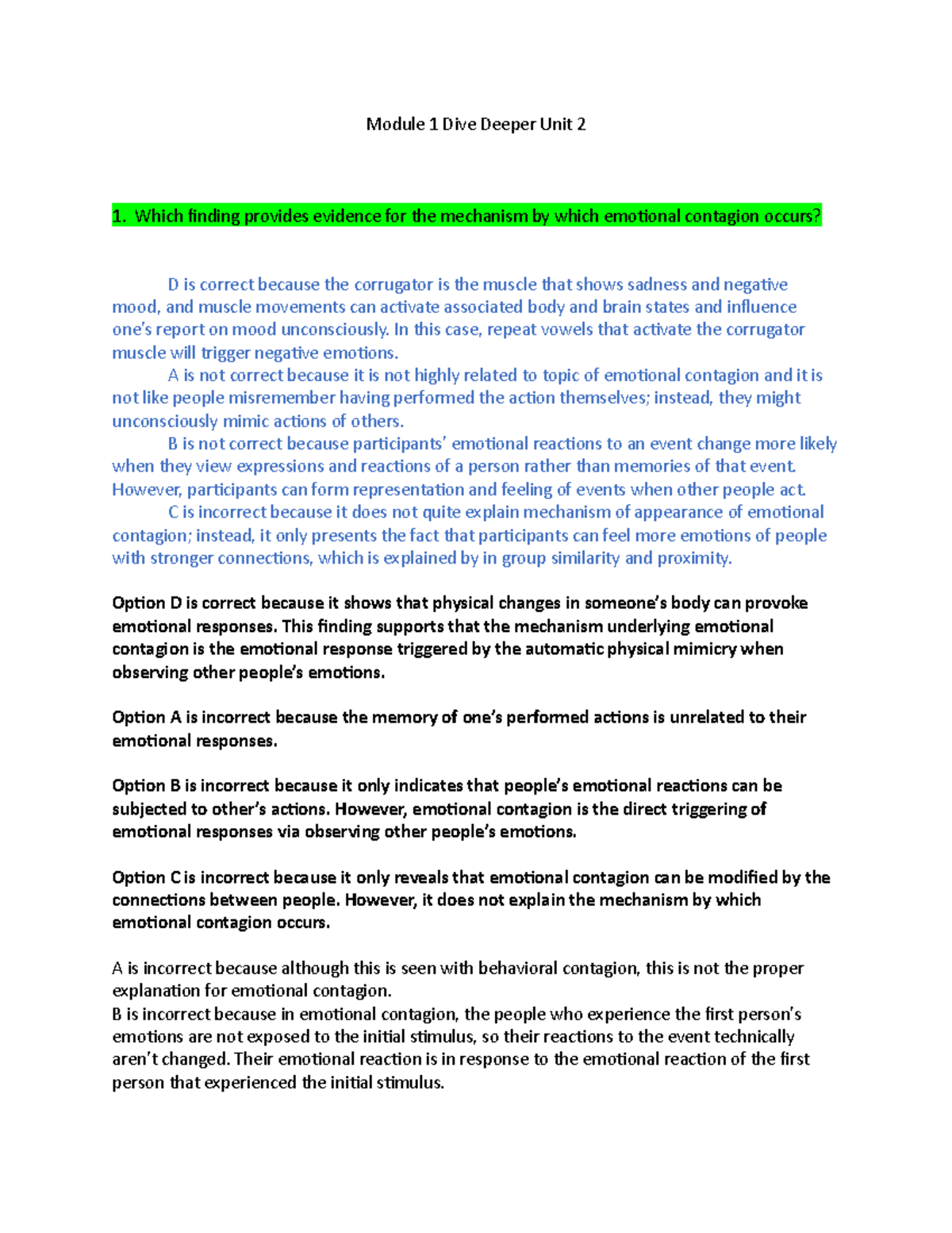 Great answers to Dive Deeper 2 Module 1 Dive Deeper Unit 2 Which