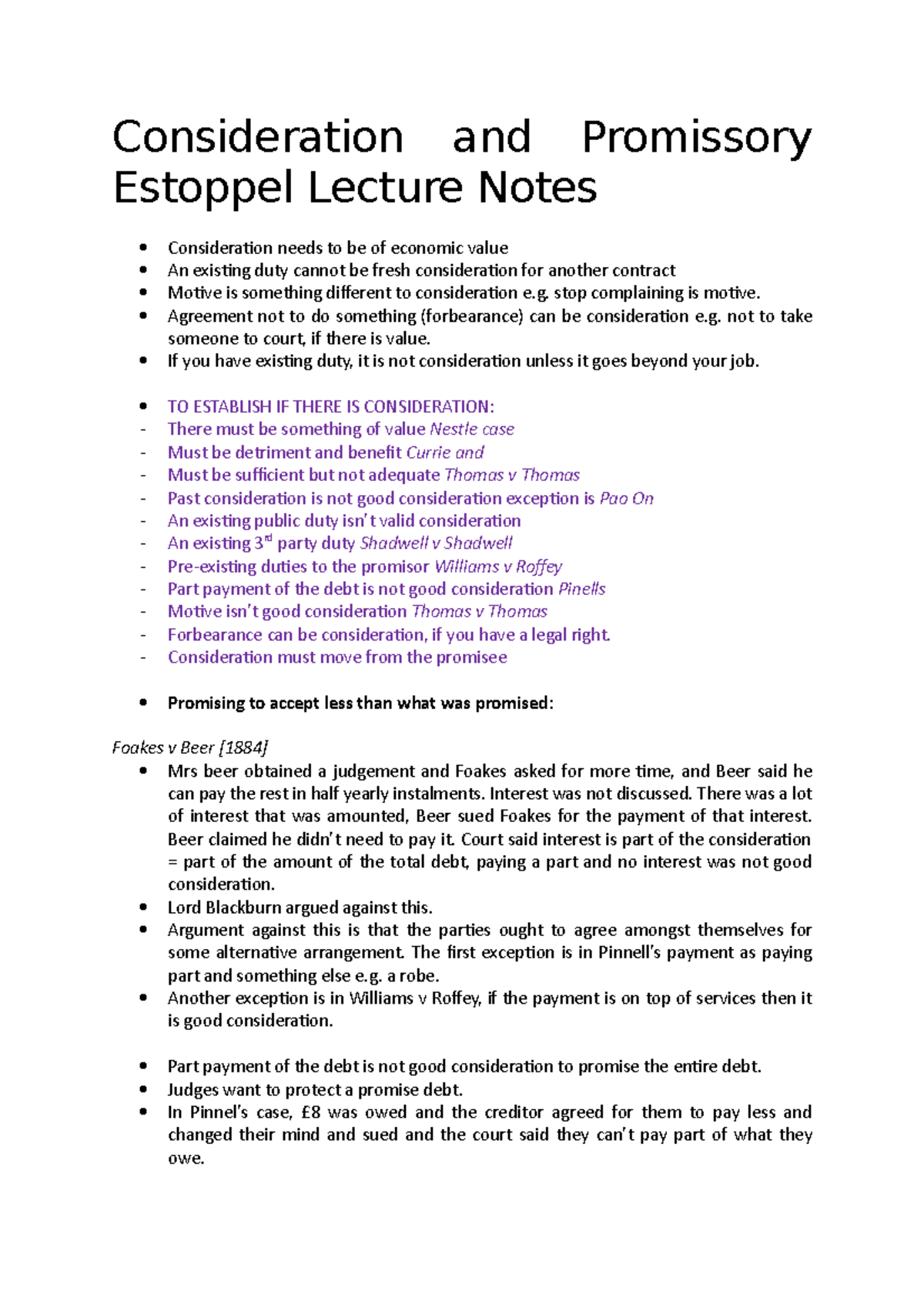 Consideration and Promissory Estoppel - Consideration and Promissory ...