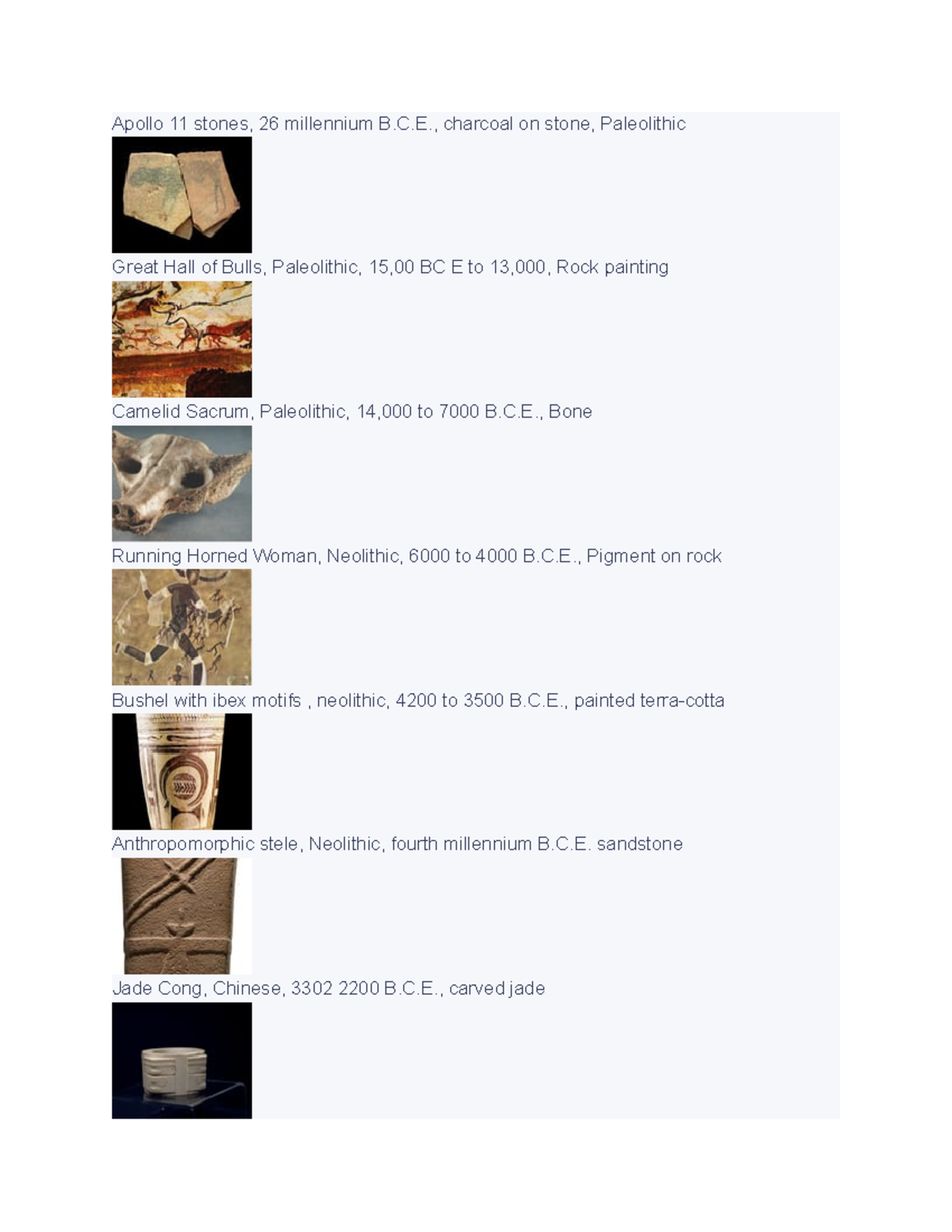 Art history iii - art 2370 notes pt 2 - Apollo 11 stones, 26 millennium ...