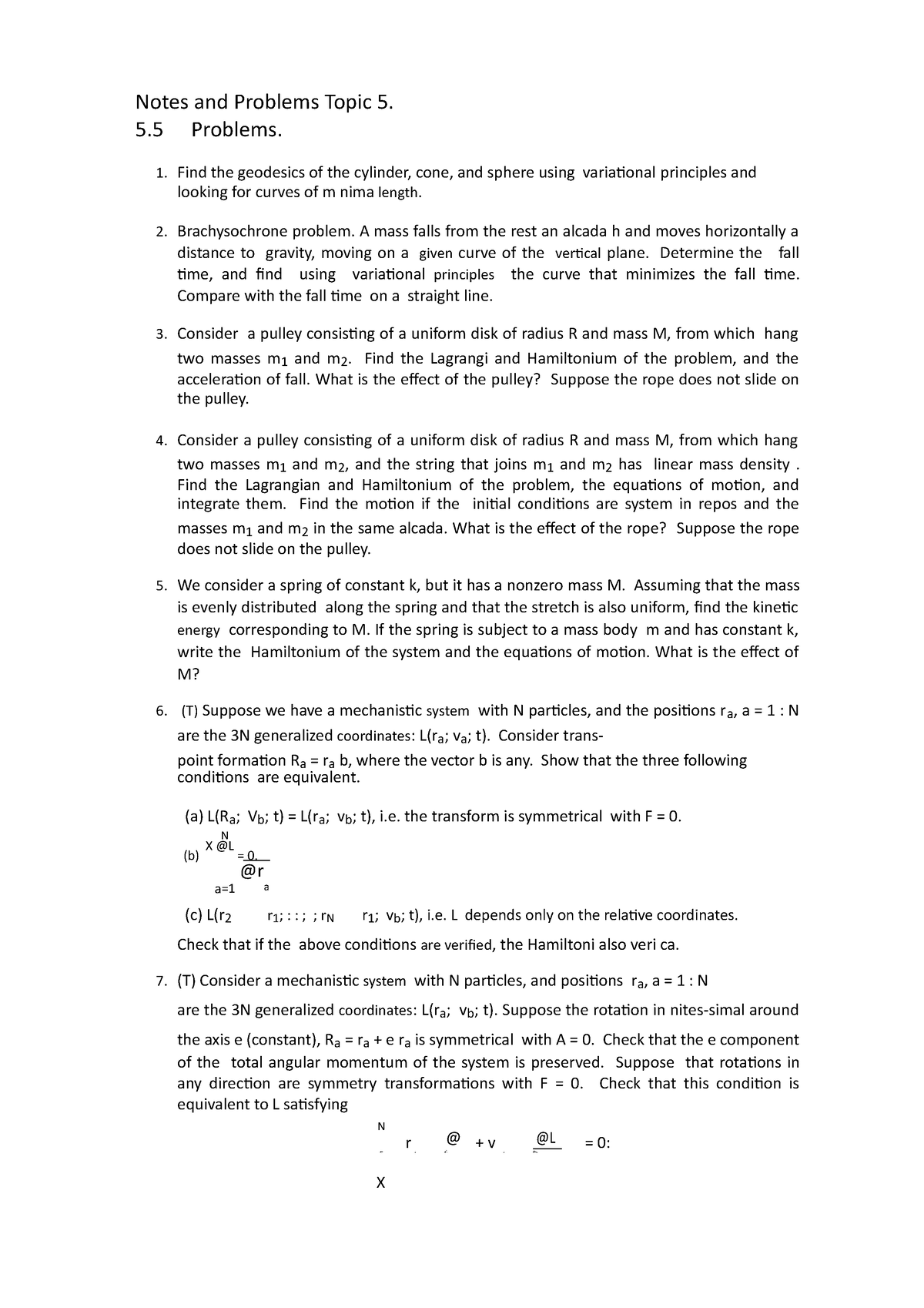 Notes And Problems Algebra Lineal Eng Topic 5 And Topic A Mec Doc