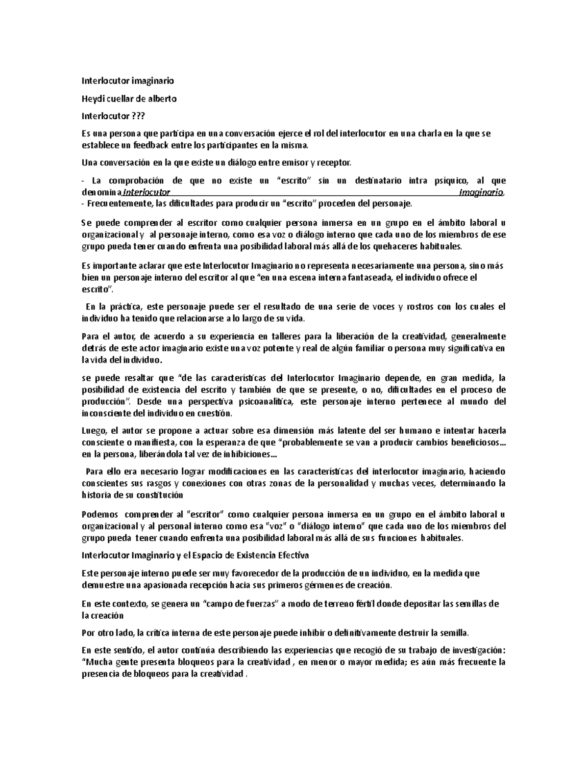 Interlocutor imaginario - Interlocutor imaginario Heydi cuellar de ...