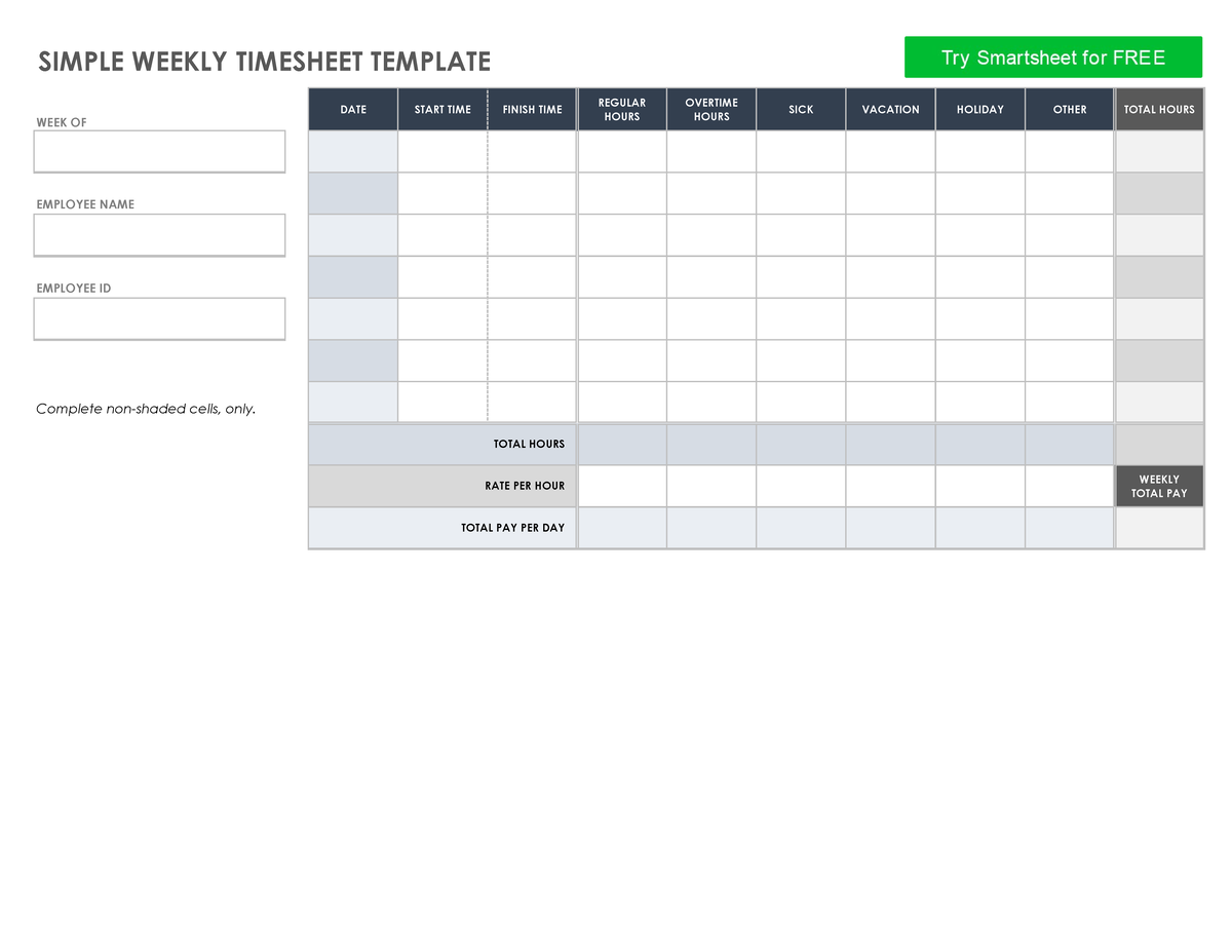 Ic-simple-weekly-timesheet-11562 - Ot 200 - Week Of Date Start Time 