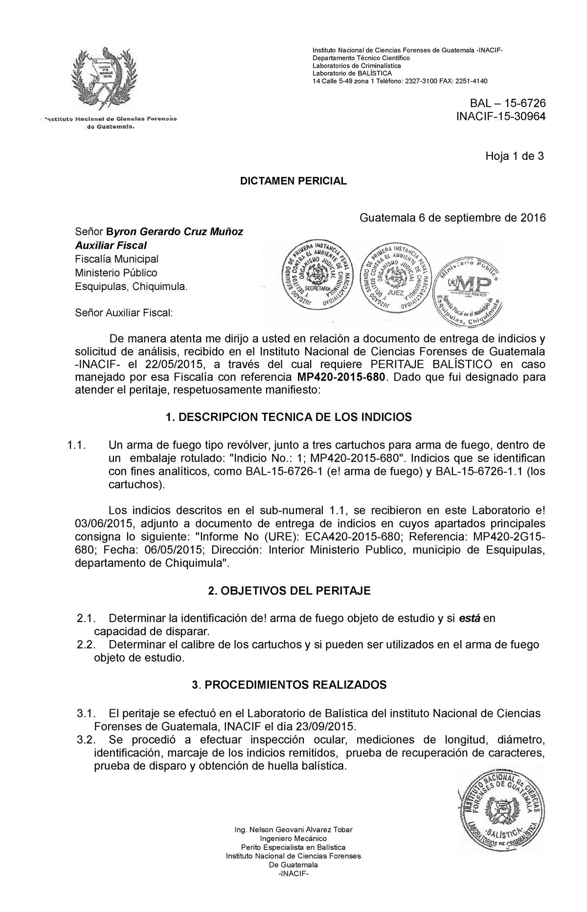 327122162 Formato Dictamen Pericial Mp Guatemala Inacif Instituto