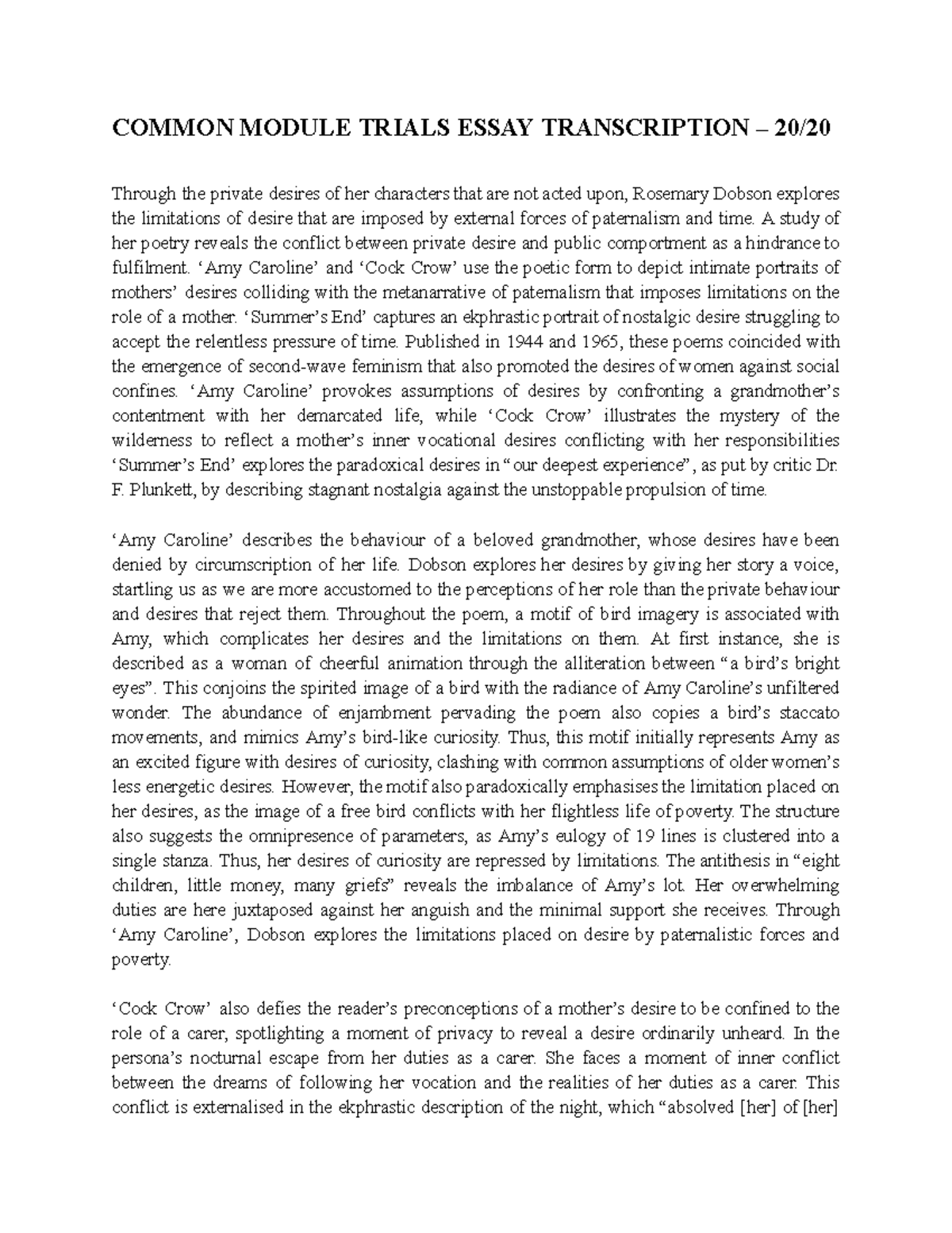 Dobson Trials essay - COMMON MODULE TRIALS ESSAY TRANSCRIPTION – 20 ...