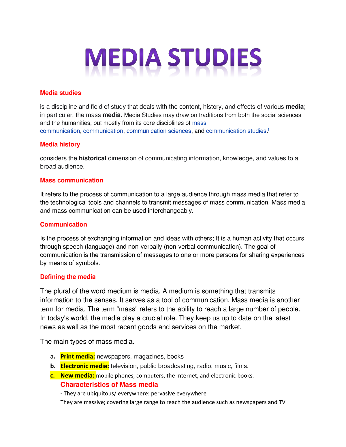 media study research questions