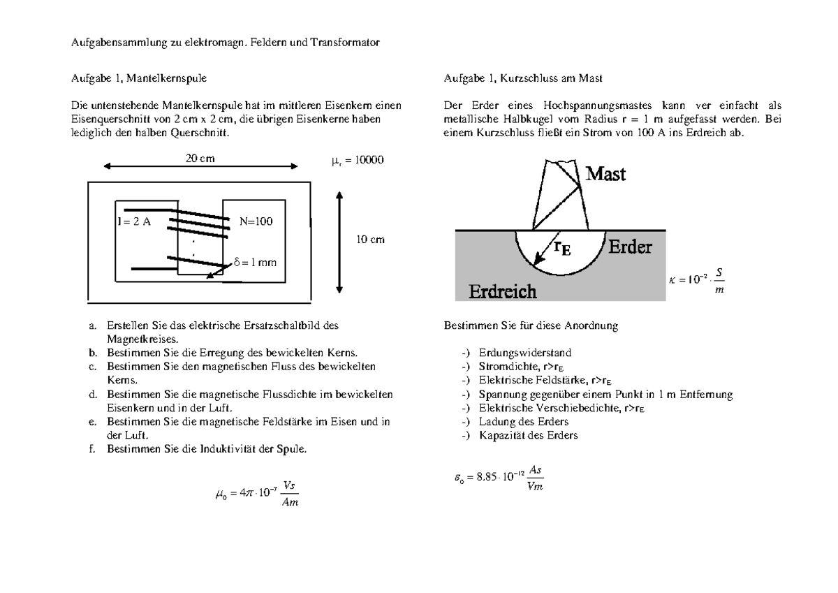 Aufgabensammlung 1 - Elektrotechnik Grundlagen Aufgaben ...