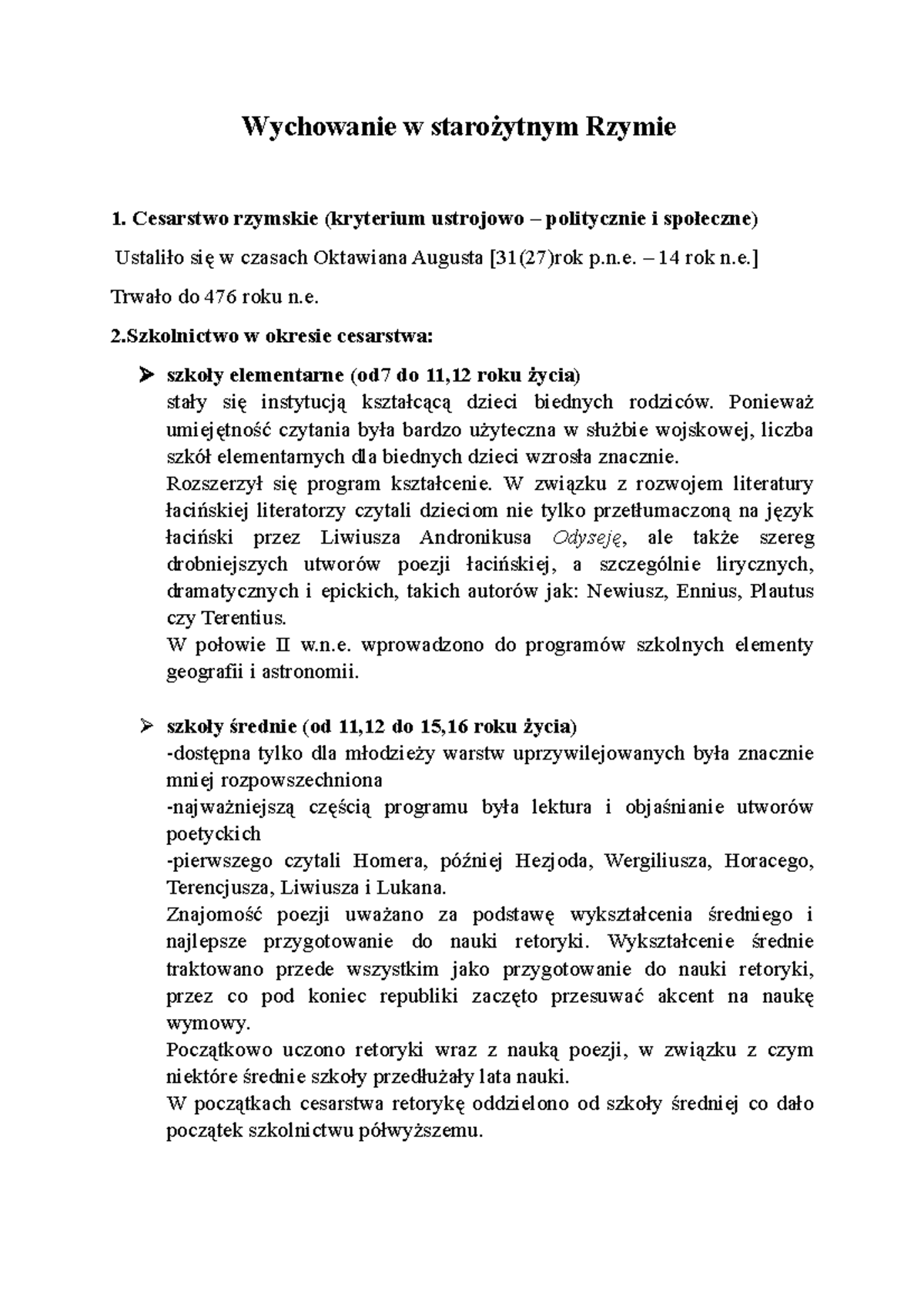Wychowanie w starożytnym Rzymie - Wychowanie w starożytnym Rzymie
