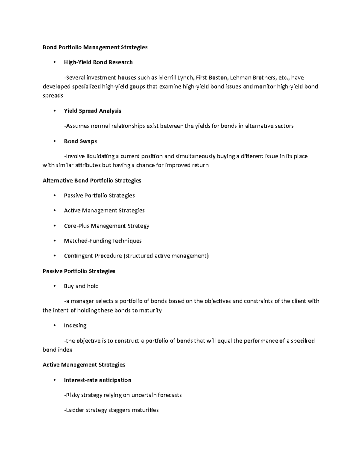 Bond Portfolio Management Strategies - , have developed specialized ...