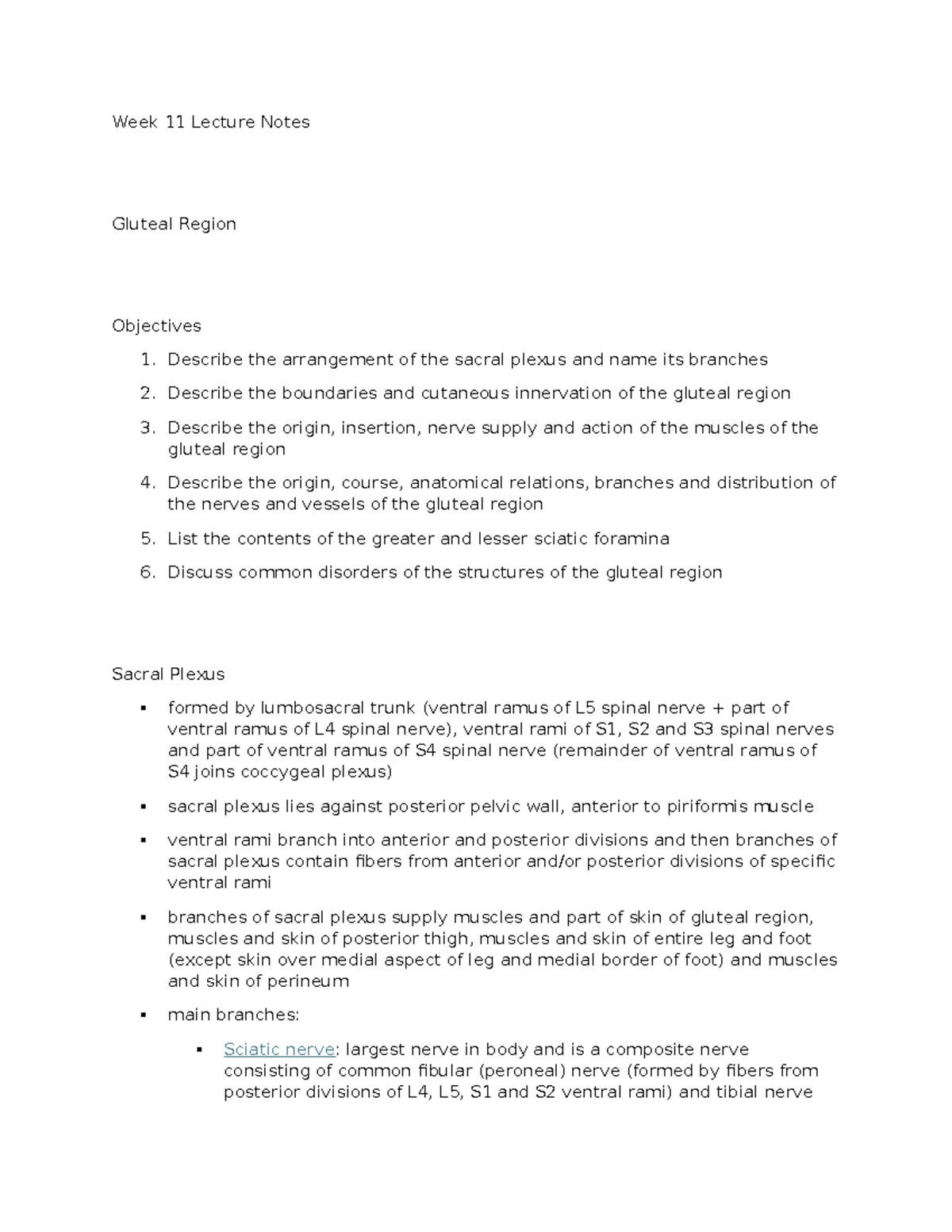 Week 11 Lecture Notes - Phase 4: Lower Limb Week 11: Gluteal Region ...