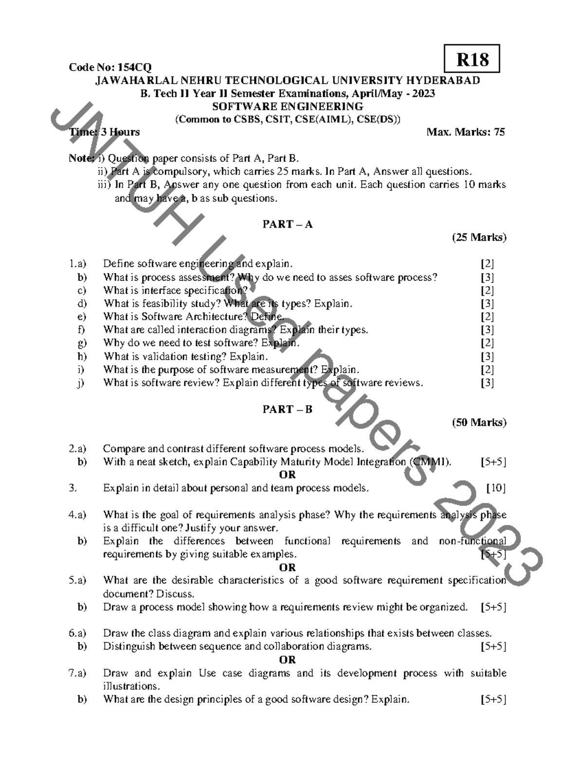 Software Engineer Previous question paper - Code No: 154CQ JAWAHARLAL ...
