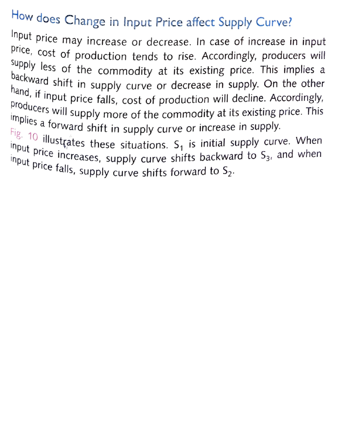 How Does Change In Input Price Affect Supply Curve